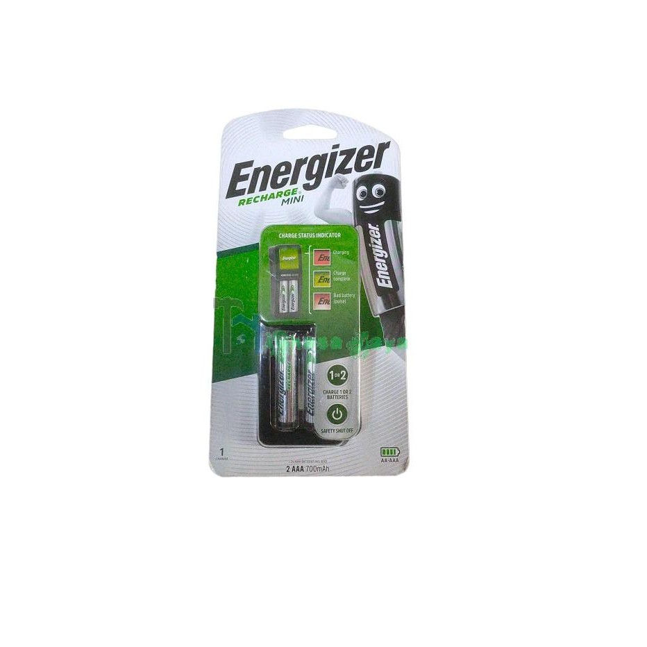 Charger Energizer + 2 Baterai AAA/A3 Cas Rechargeable