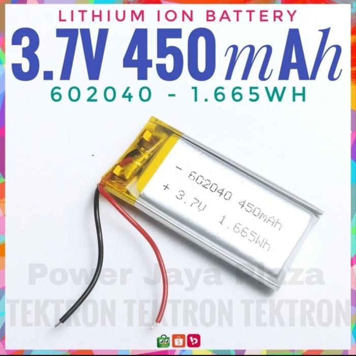 lr4u- Baterai Lipo 3.7V 450Mah Model 602040 Kapasitas 1.665Wh Tegangan 3.7 Volt Untuk
