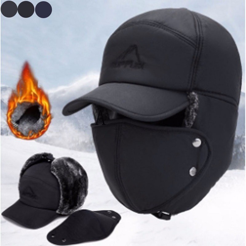 Winter Fur Warm Windproof Hat Men Women Lei Feng Cap Bomber Faux Fur Ear Flap Cap Black Ski Trooper 