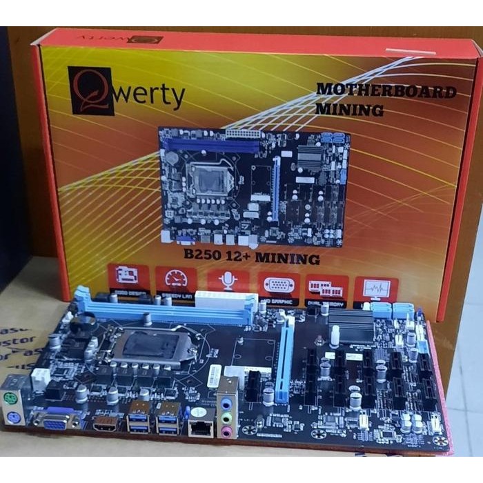 QWERTY Motherboard B250-BTC 12P Mining Series Intel LGA1151 DDR4