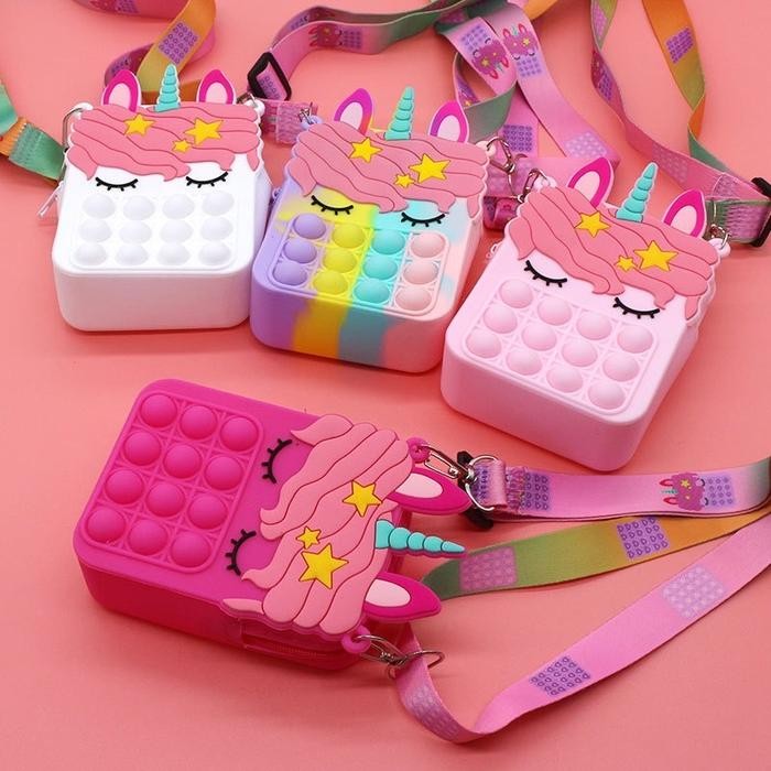 TERLARIS Tas Selempang Anak Pop It Unicorn Lucu - Kids Sling Bag Pop It READY STOCK
