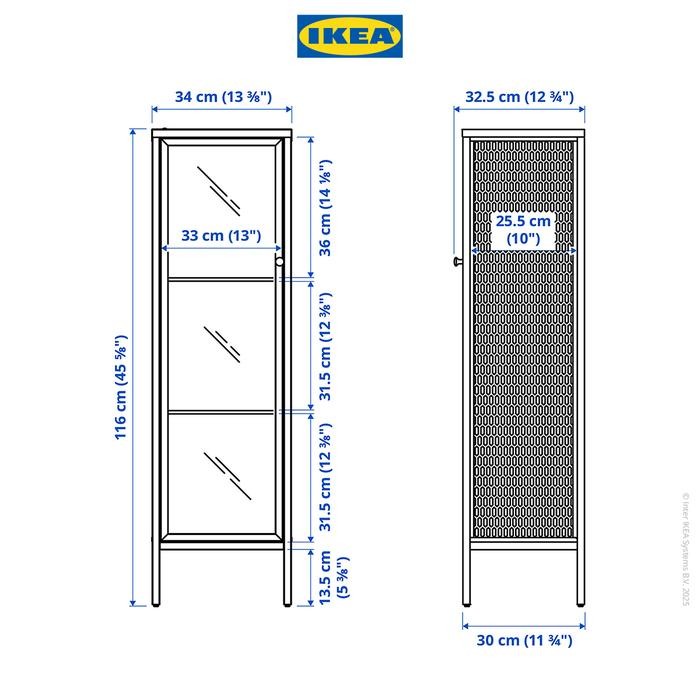 y8px- Ikea Baggebo Lemari Pajangan Dengan Pintu Kaca 34X30X116 Cm - Tidak Dirakit