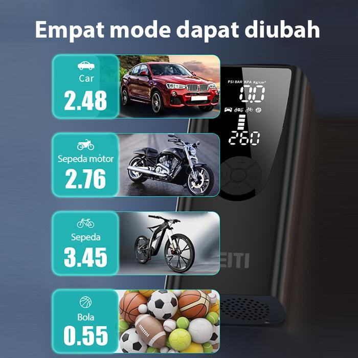 4jg2- Pompa Ban Mobil Dan Motor Electric Portable -10000Mah Dengan Port Pengisian Usb