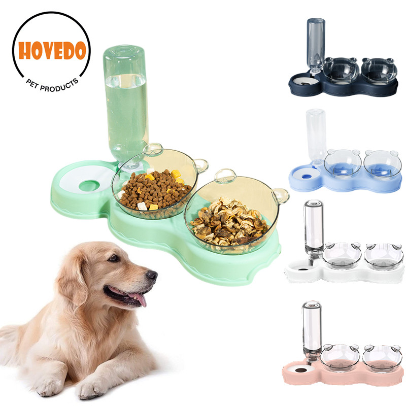 Cat Food Bowl Pet Feeder Automatic Feeder Water Dispenser Pet Food Container Drinking Raised Stand D