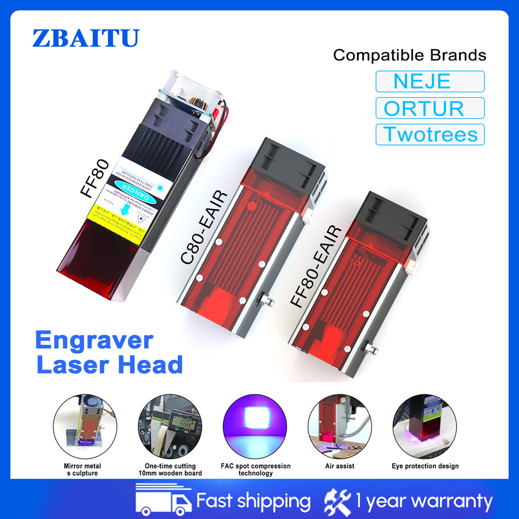 40W 80W Diode Laser Engraver Head Module for Engraving Cutting Mirror Stainless Steel CNC Machine Wo