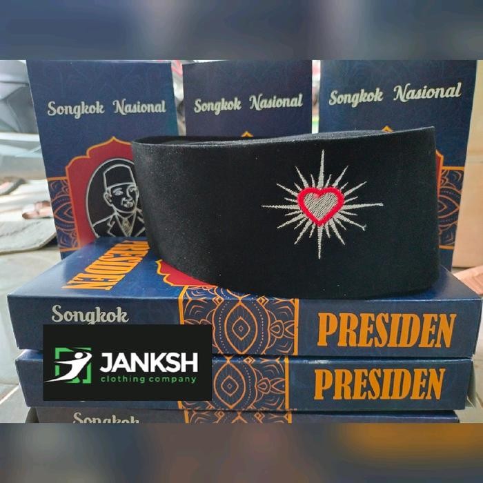 KirimCpT- Songkok Bordir Psht Model Sh Tinggi 9Cm Logo Komputer - Tersedia Ukuran 5-10 - Peci,