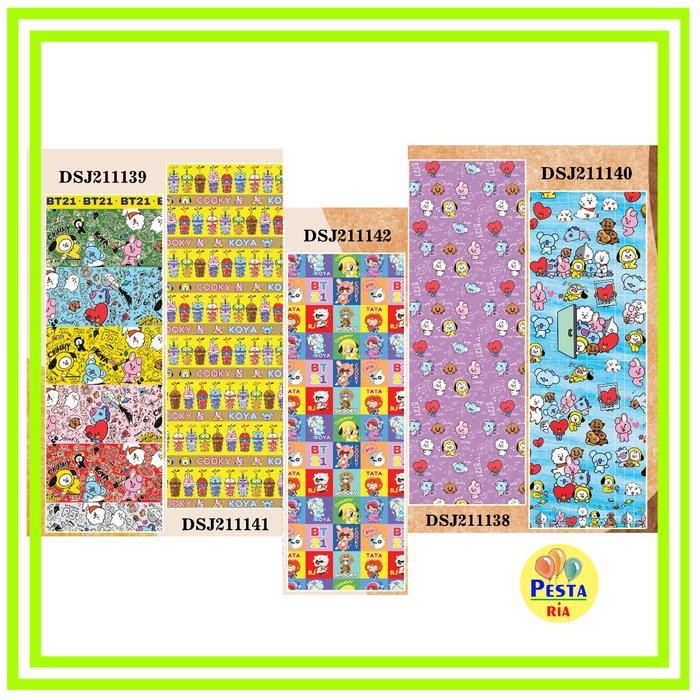 AtKqita- Murah  10Pcs Kertas Kado Jumbo Bt21, Kertas Kado Karakter Korea Bts