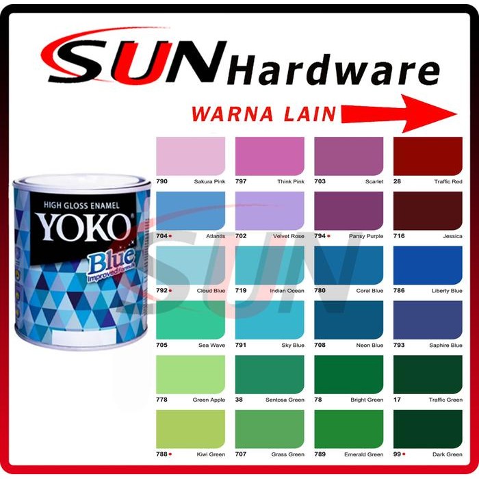 Cat Minyak Kayu Besi Plastik Yoko 0.7 L Hitam Putih Biru hijau Coklat Gloss Matt Doff Mengkilap