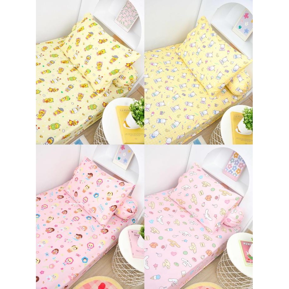 Sprei Set 100X200 120X200 160X200 180X200 Motif Karakter Cinnamoroll Kuromi My Melody Ukuran Single
