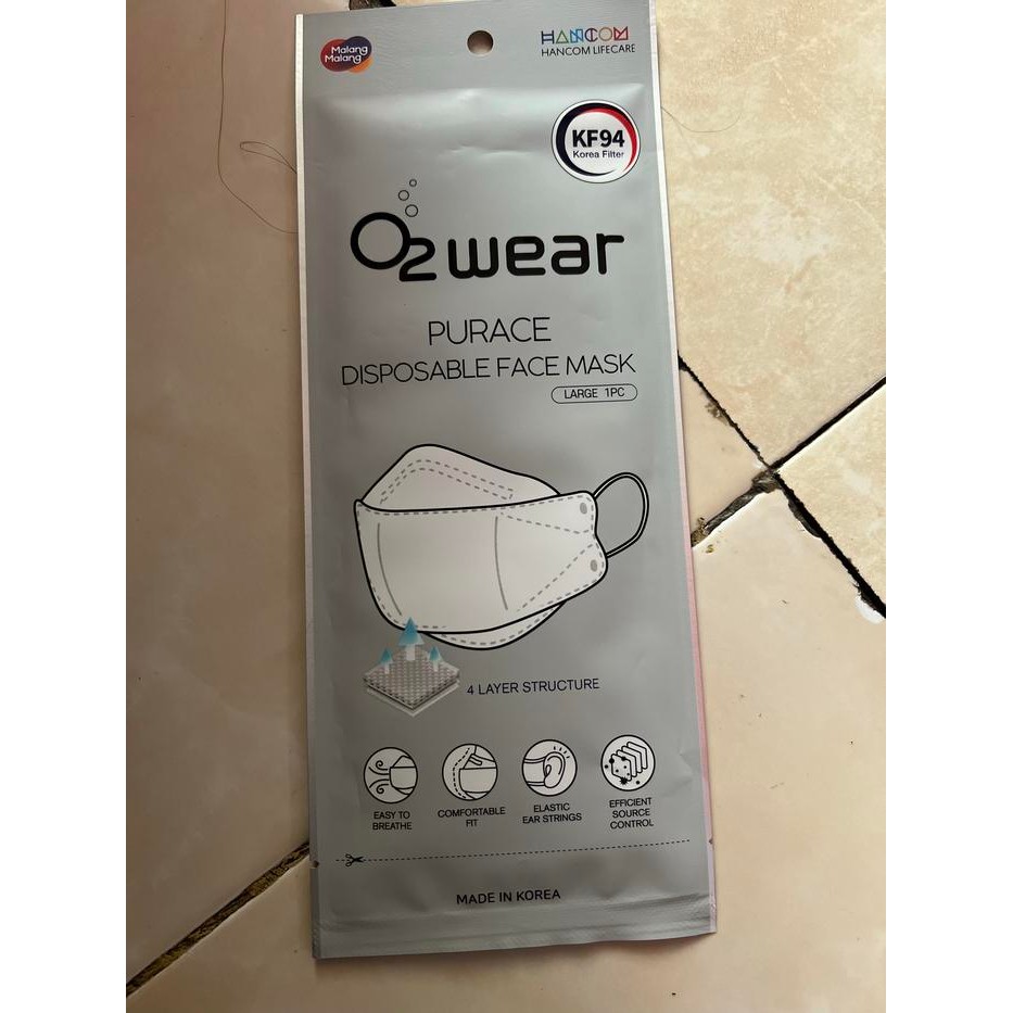 KJB O2 Wear KF94 Korea Filter Purace Disposable Face Mask 1pcs 4 Layer