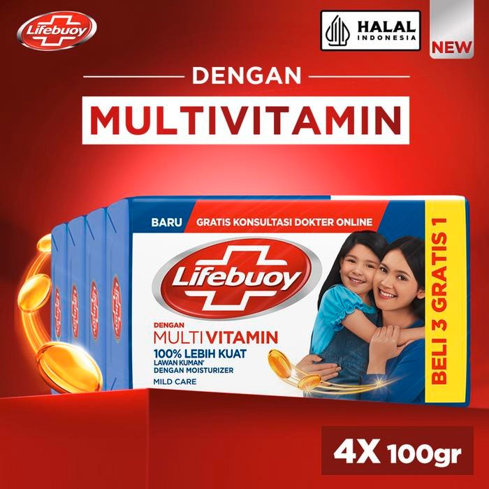 5ops- Lifebuoy Sabun Batang Mild Care Isi 4X100G