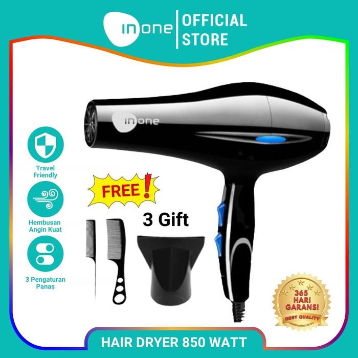 8son- (Cod) Terviral Inone Hairdryer Rambut Warna Ungu Lilac Ion Blueray 850W Pengering