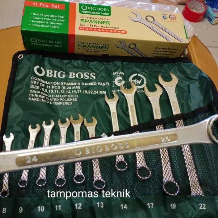 Kunci Ring Pas Set 11 pcs 8-24 mm Big Boss Kunci Ring Pas Set