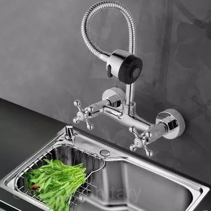 kran sink tembok Flexible panas dingin / kran cuci piring