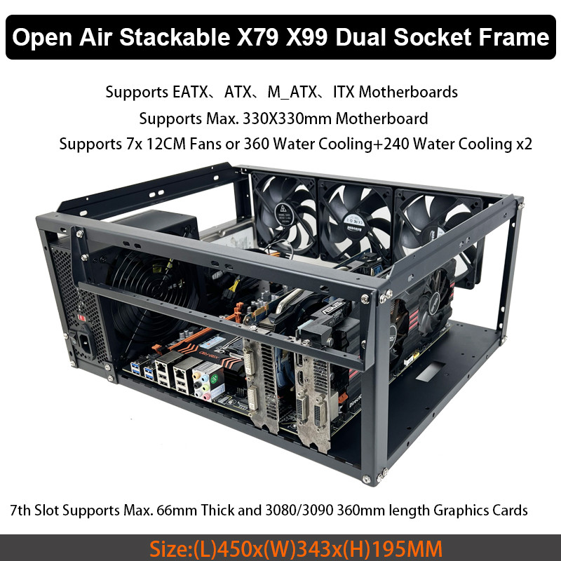 Diy Computer Case Pc Frame Stackable Rack Open Air Case Supports Atx Itx Micro-Atx E-Atx X79 X99
