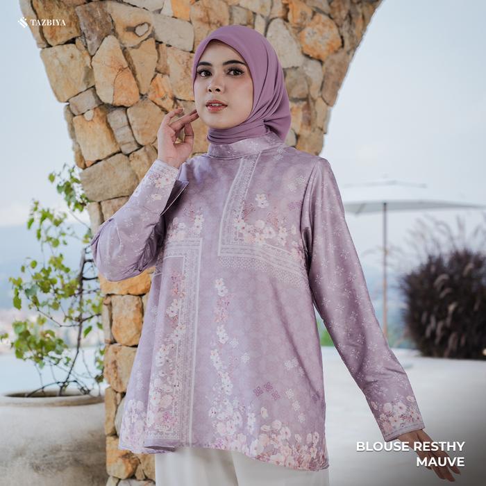 Tazbiya Tunik Silk Motif Premium Series Tunik Silk Motif Tunik Terbaru Atasan Wanita Terlaris