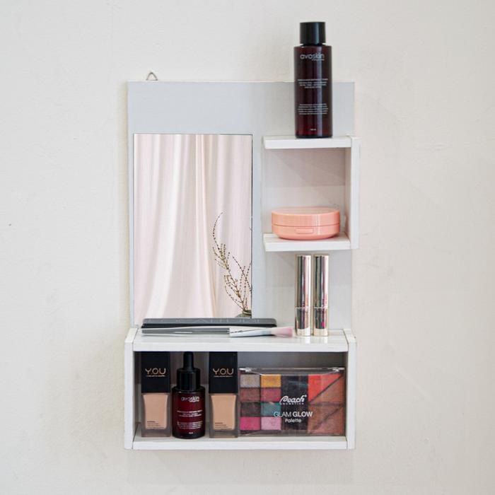 Rak Lemari Kaca Cermin Rias Kosmetik Wastafel Tempat Skincare Make Up