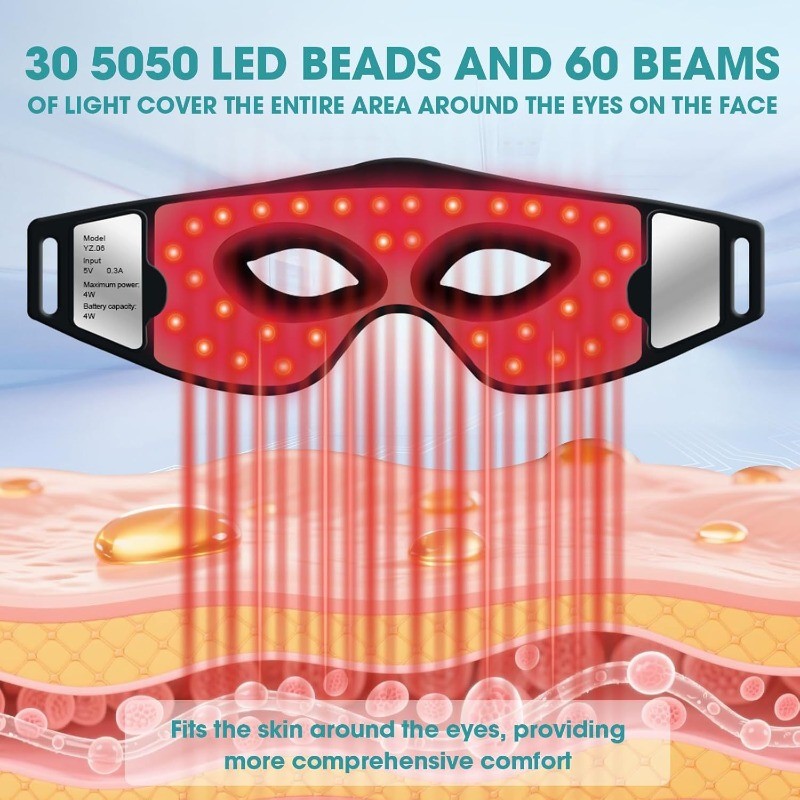 Infrared Light LED Red Light Eye Massager Silicone Eye Mask for Eye Area Care and Dark Circle