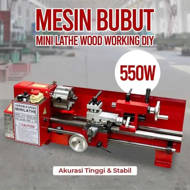 Mesin Bubut Mini Lathe Wood Metal Working DIY 550W CJ0618 OSSIEAO