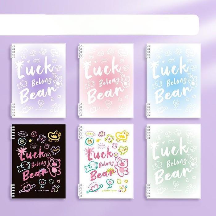 Binder Note Book A5/B5 Spiral Notebook Warna Pastel Soft Cover Motif Animal Bear Lucu Buku Binder