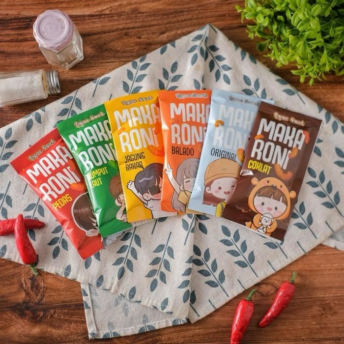 

DISKON [PAKET USAHA] ISI 60 PCS MAKARONI KARAKTER IDE JUALAN 6 RASA MIX MAKRONI BANTET HAL FOOD