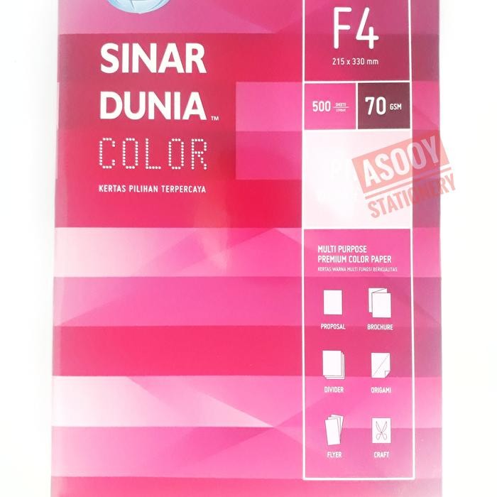 

Kertas Hvs Warna 70 Gr Sinar Dunia Ukuran F4 / Folio