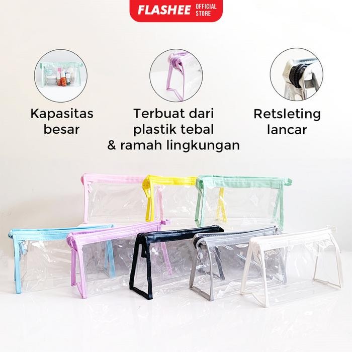 

Flashee Tempat Pensil Transparan Stationery Aesthetic Model Korea Pouch Plastik Transparan Serbaguna