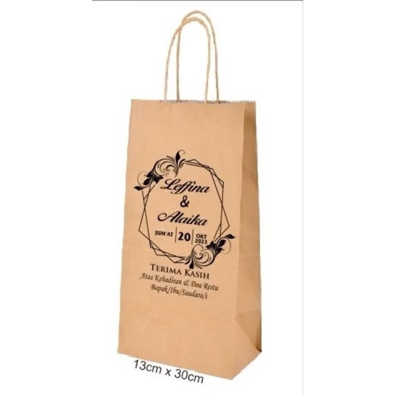 

Paperbag sablon custom ukuran 8x8x17 (paket 12pcs) |Tas Kertas |Tas Souvenir |Tas kado |Paper bag custom