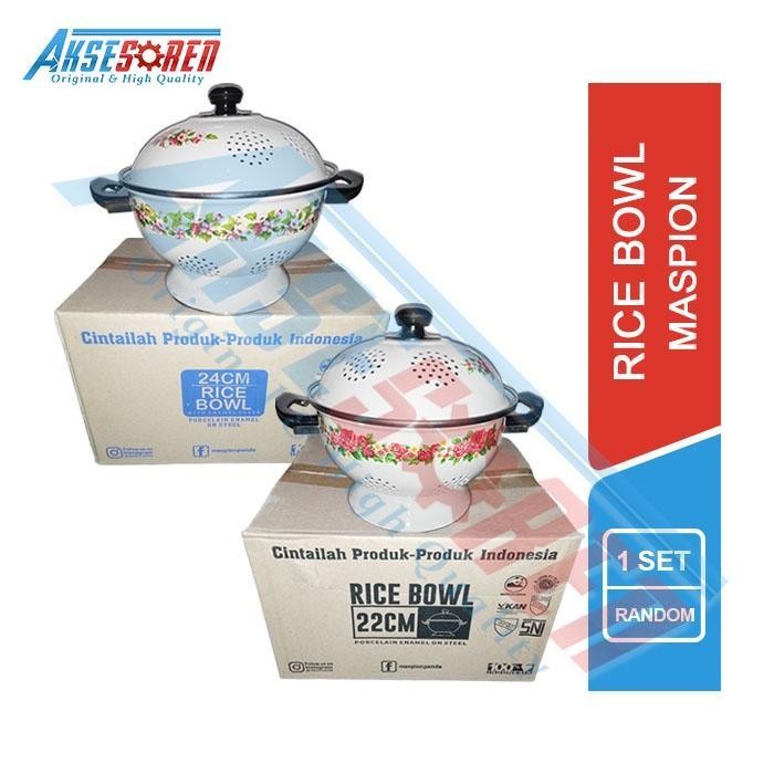 Pilihan- Sangku Tempat Nasi Putih Enamel Maspion Panda / Bakul Jadul Motif Kembang / Ceting