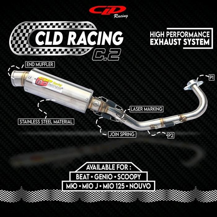 KNALPOT CLD RACING TYPE C2 FOR MIO SMILE/SPORTY, MIO J, MOO M3, XEON GT, BEAT KARBU/FI, SCOOPY,