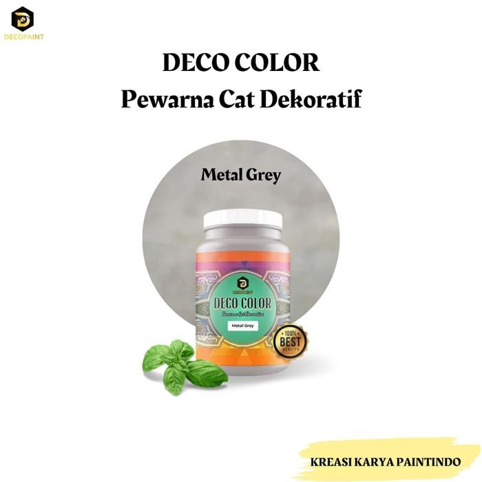 

NEW PRODUK DECOPAINT DECO COLOR PEWARNA CAT DEKORATIF - METAL GREY 350 ML MAWAR-89