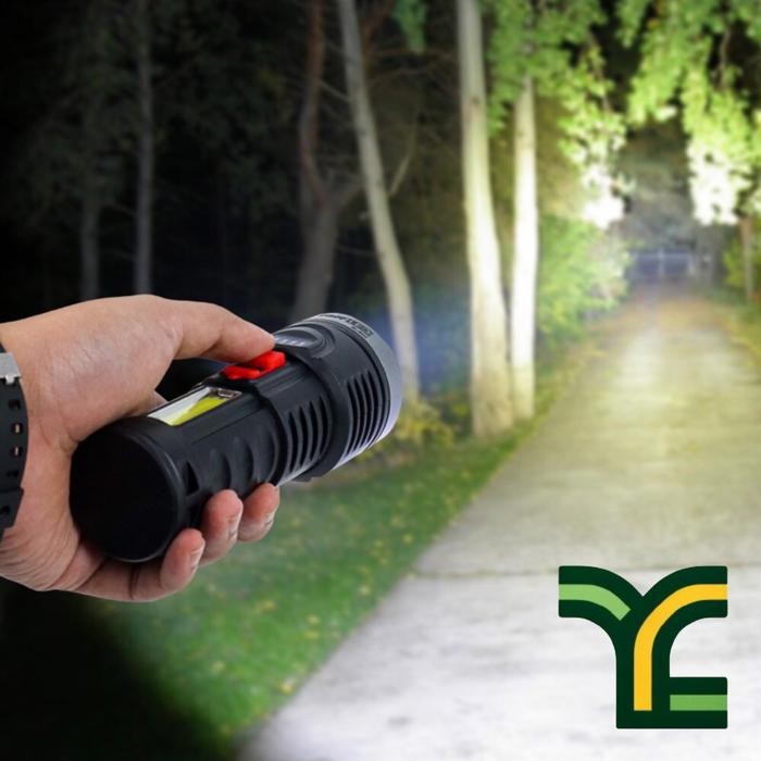 Lampu Senter Led Flashlight Besar Super Terang Jarak Jauh Rechargeable