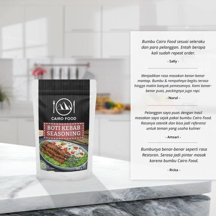 

Bumbu Boti Kebab Sehat Tanpa MSG, 100% Rempah MurniCairoFood - 100 gram