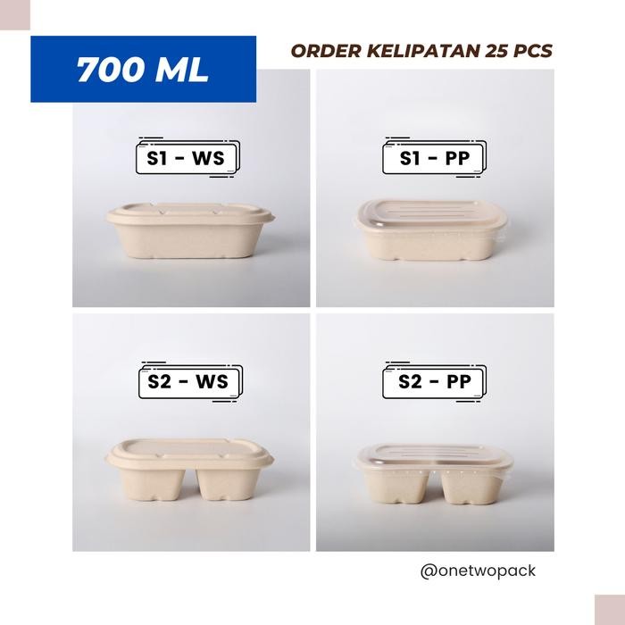 

[25 pcs] 700mL Wheat Straw Bagasse Box Takeaway Lunch Box Food Container