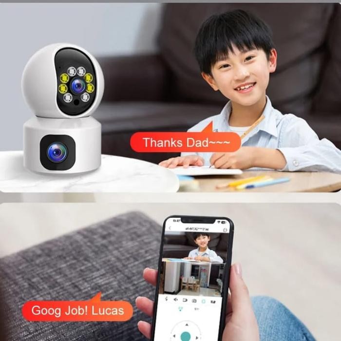 Cctv Kamera 390Eyes Dual Lens Wifi 360 Derajat Pemantau Jarah Jauh