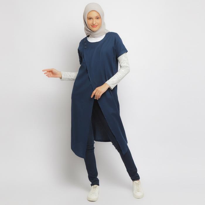 Flamoush Kabira Navy Kemeja Casual Wanita