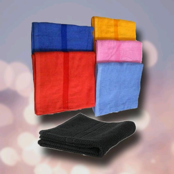 RJ Handuk Cat Rambut Salon Hitam Ukuran 32 x 70cm Handuk Kecil Warna Keramas