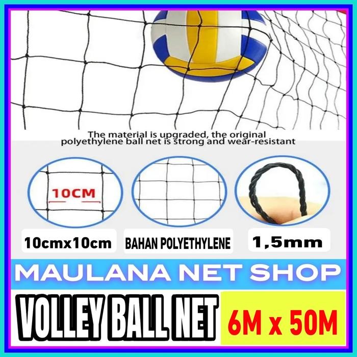 NEW Jaring Pengaman Lapangan Voly Futsal Basket 6mx50m - Maulana Net Shop - Bola, Volley,