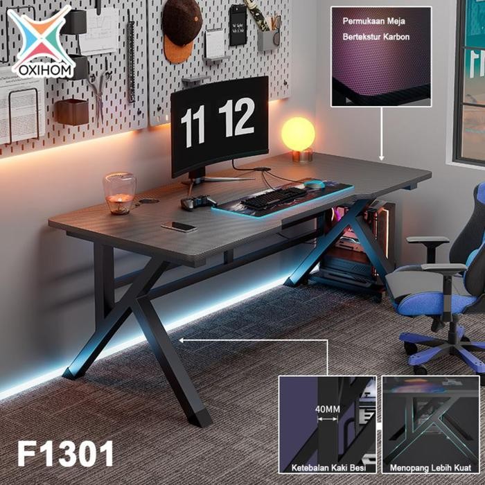 

PROMO! Oxihom Meja Gaming Meja Belajar Meja Komputer PC Meja Kerja Minimalis Besi Kayu Furniture