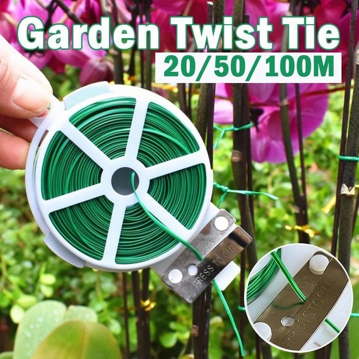 20/50/100M Garden Twist Tie /Green Coated Wire Twist Tie /kabel tie pengikat tanaman/Kawat Twist