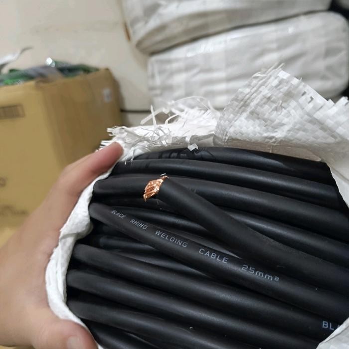 KABEL LAS METERAN RHINO 25 MM KABEL LAS RHINO 25MM HITAM LENTUR KABEL LAS HITAM 25MM RHINO