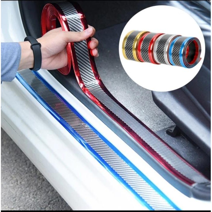 OJ Stiker Karbon-Stiker Karbon Mobil 5D-Stiker Pelindung Pintu Mobil- Pelindung Bamper Mobil Bumper