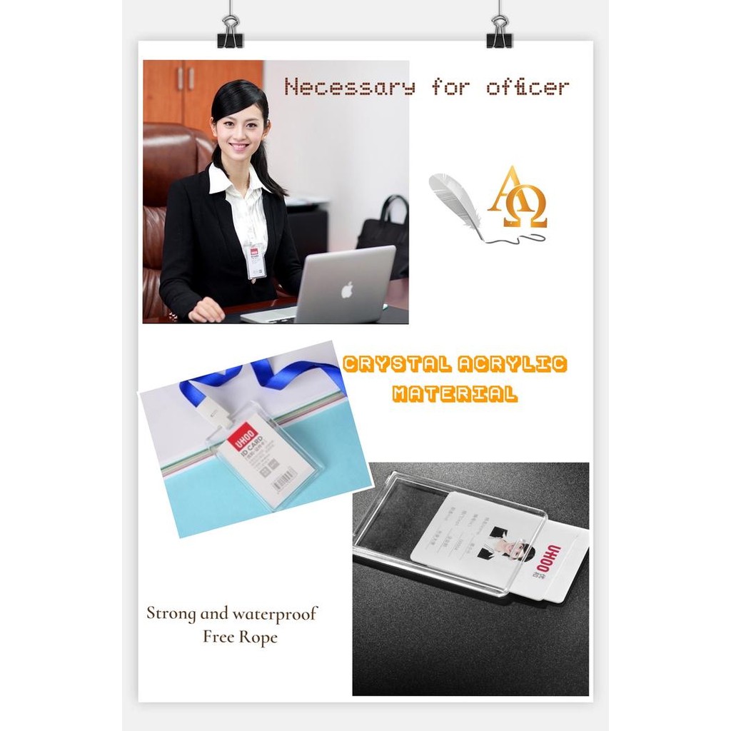 

New Tempat Kartu Unik / ID Card Holder Motif Polos PMMA 2nd Edition