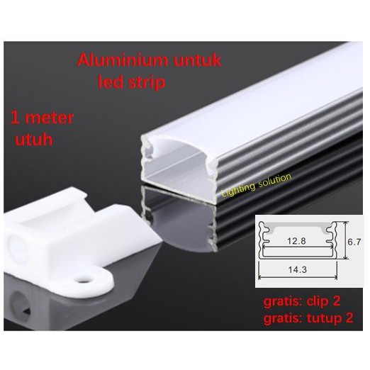 New u channel aluminium for led strip 1000*14.4*8.7mm/hrg grosir