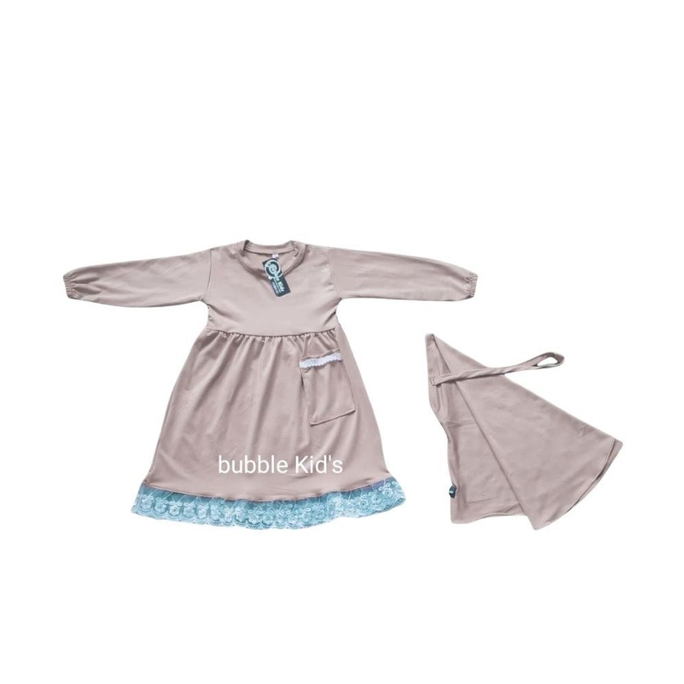 Gamis Anak Hijab Alena Pakaian Bayi Perempuan Anak Balita Baru Lahir Sampai 2 Tahun Warna Mocca