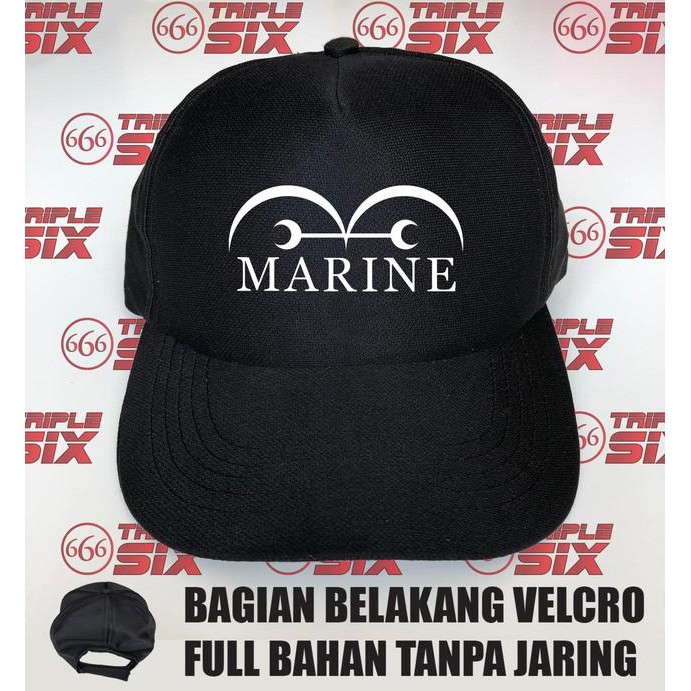 Topi Full Bahan Anime one piece marine logo