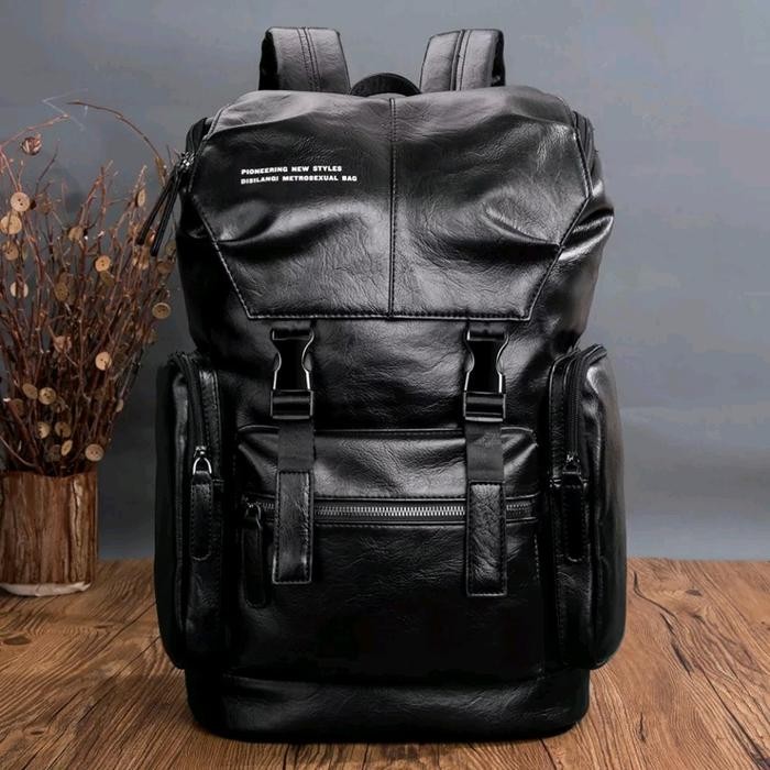Tas Ransel Pria wanita Kulit import ori premium Backpack Kulit keren kekinian terbaru