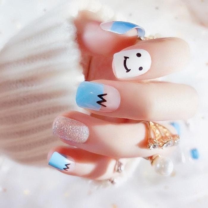 Kuku Palsu 3D / Nail Art Wedding Biru - Kk-021