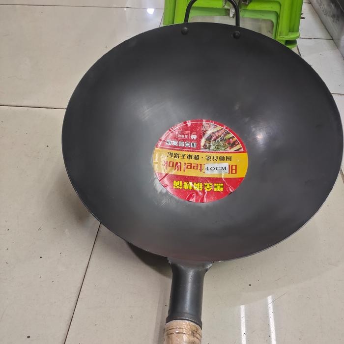 Terbaik Wajan Baja Hitam Gagang Kayu ,Wajan Nasi Goreng,Wajan Baja Restto 40Cm 100% Ori