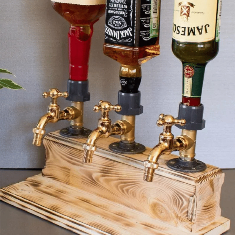 Wooden Liquor Dispenser Whiskey Cocktail Alcohol Faucet Drink Dispenser Station Beverage Wine Racks